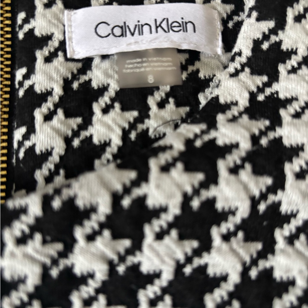 Calvin Klein Black & White Houndstooth Zip Cardigan
